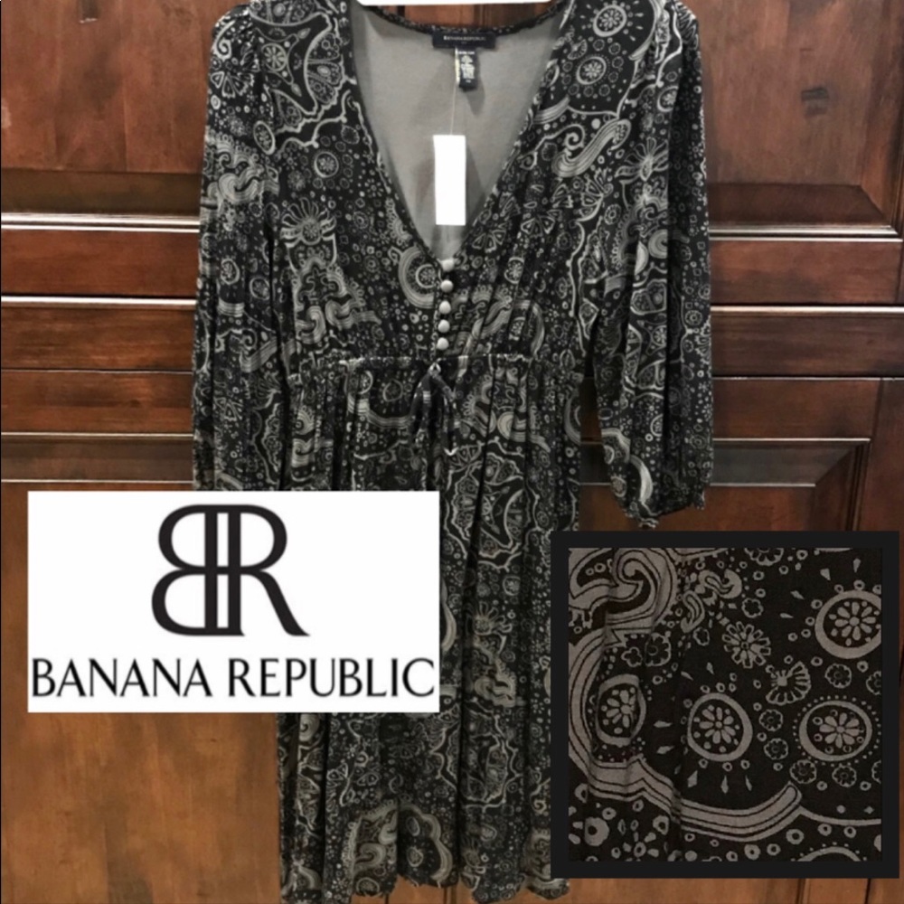 BANANA REPUBLIC NWT RAYON SPANDEX LS DRESS SZ XS